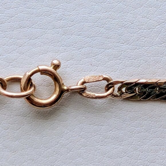Vintage Unisex Russian USSR 14K 583 Rose Pink Gold Snake Link Chain Necklace P - Picture 8 of 8